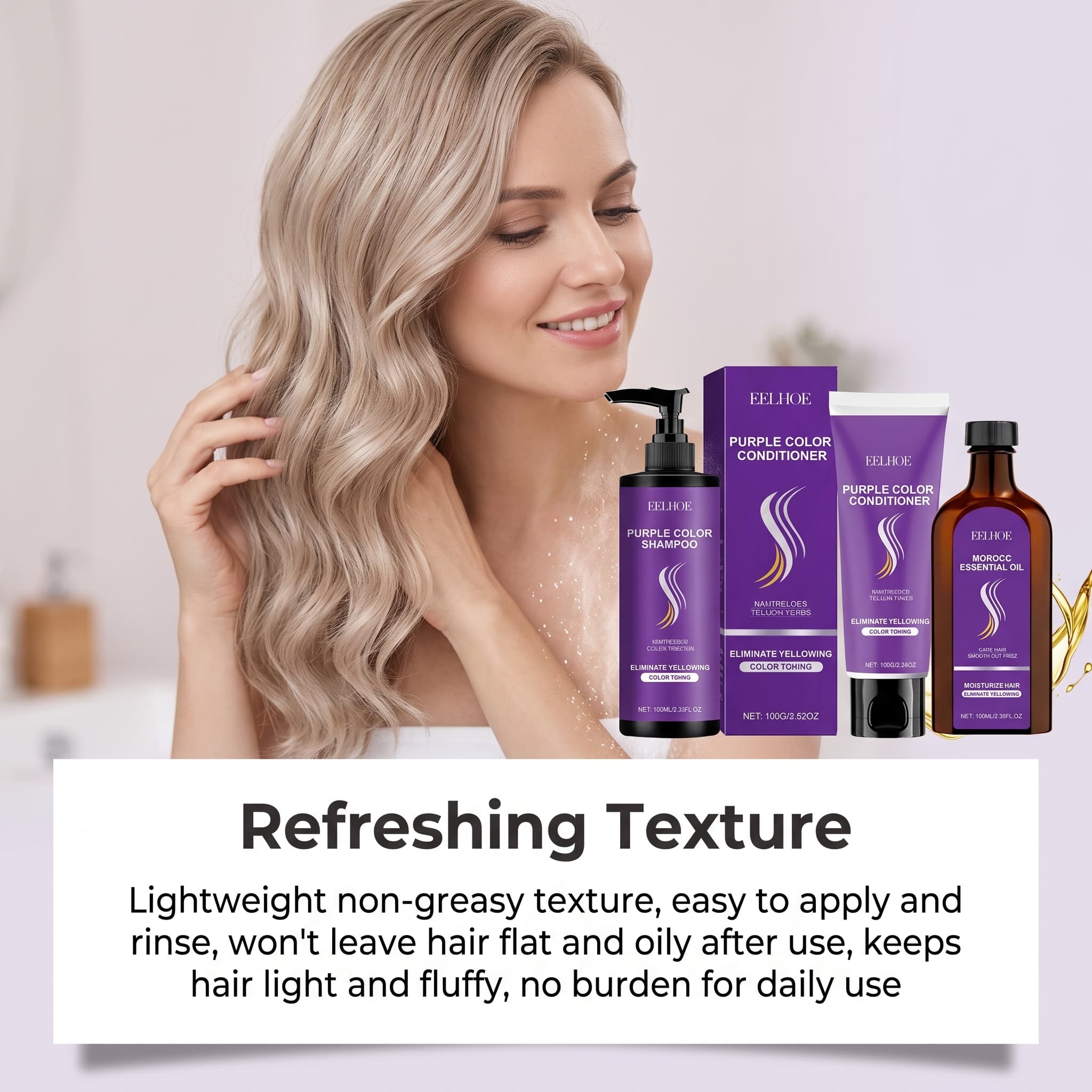 Purple Shampoo Set With Condit - огляд і ціна Hair Care Oil Serum